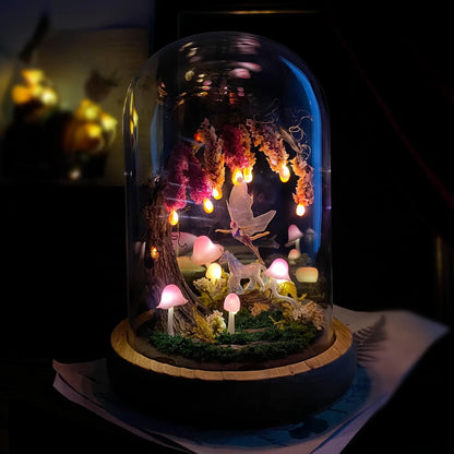 Pink Wisteria Fairy Unicorn Mushroom Night Light