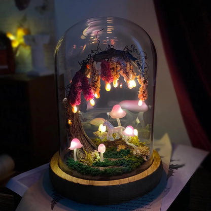 Pink Wisteria Fairy Unicorn Mushroom Night Light
