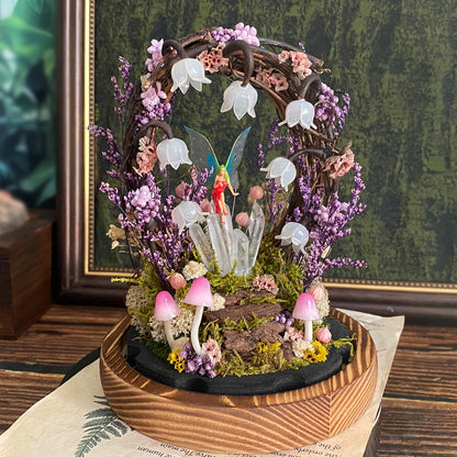 Flower lamp with glowing crystal