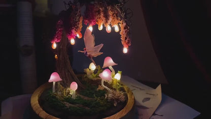 Pink Wisteria Fairy Unicorn Mushroom Night Light