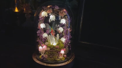 Flower lamp with glowing crystal